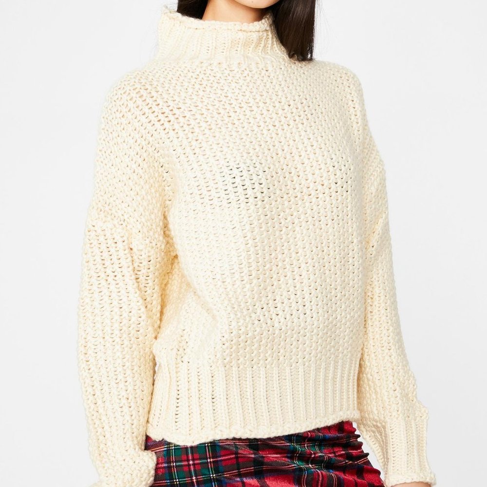 Dolls Kill Chunky Knit Rib Turtleneck Sweater M/L